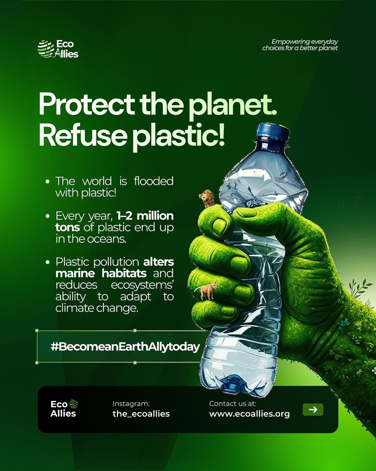 Environmental awareness: protect the planet and refuse plastic